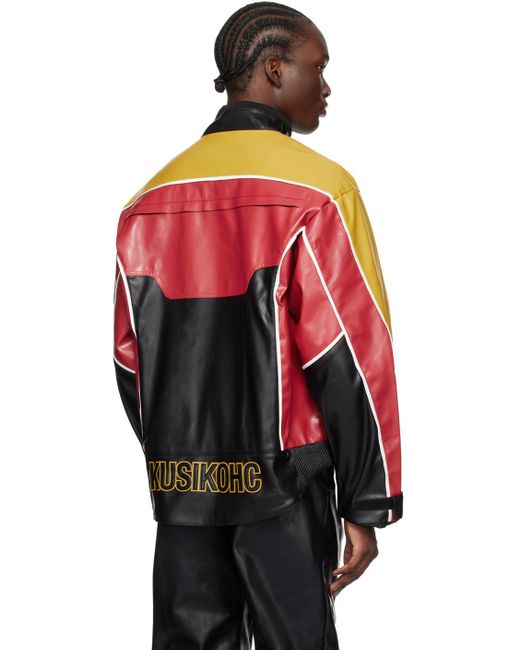Kusikohc Multicolor Rider Faux-leather Jacket for men