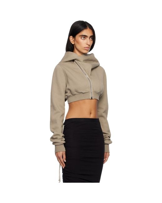Rick Owens Black Taupe Concordians Micro Mountain Hoodie