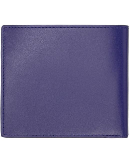 Burberry Purple Blue Ekd Bifold Coin Wallet for men