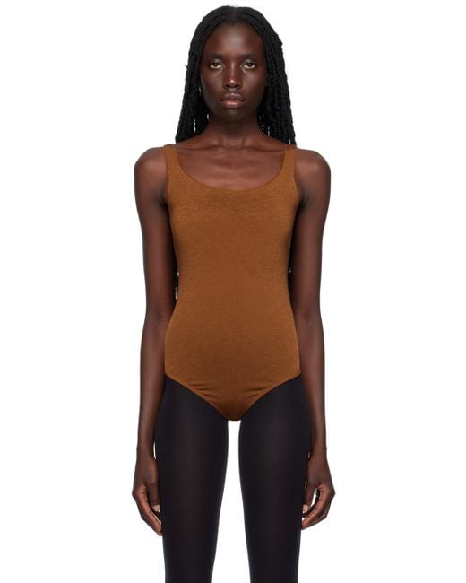 NWT Wolford Jamaika Thong Bodysuit in Toasted Almond