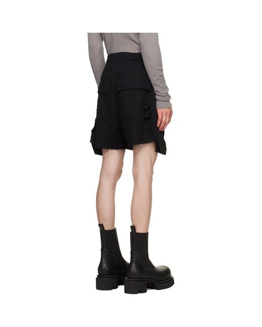 Rick Owens Black Tower Stefan Cargo Shorts for men