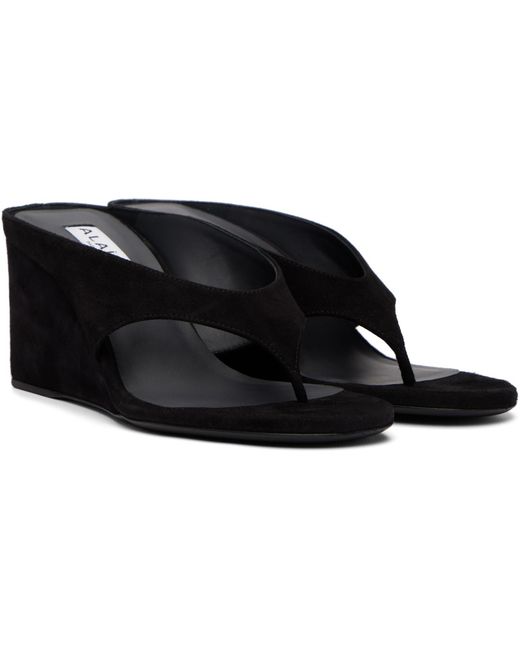 Alaïa Black Cube Thong Mule Sandals