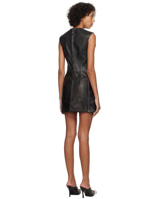 Acne パネル レザー ミニワンピース Black