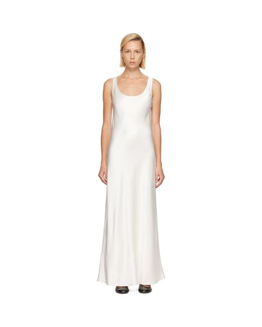 Rohe White Off- Scoop Neck Satin Maxi Dress