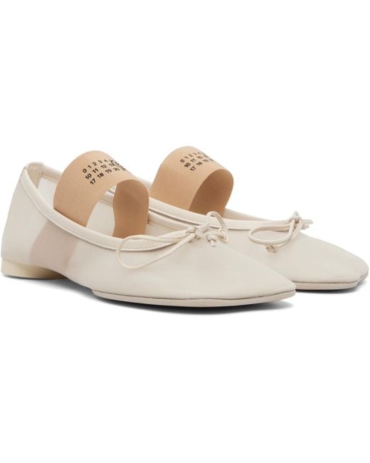 MM6 by Maison Margiela White Off- Anatomic Numeric Ballerina Flats