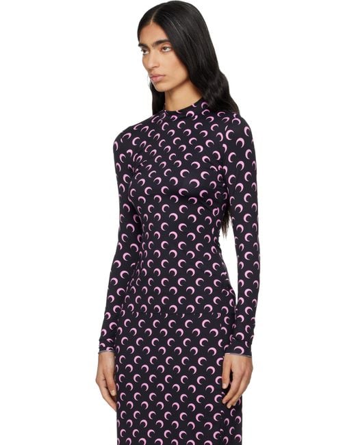 MARINE SERRE Blue Recycled Moon Jersey Second Skin T-Shirt