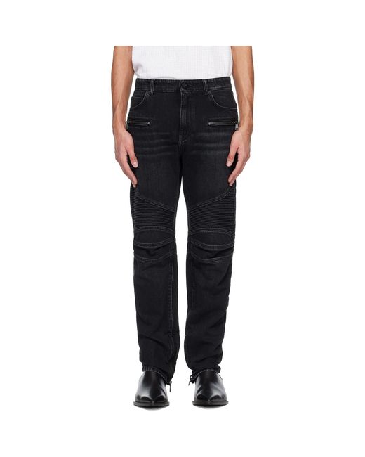 Balmain Black Vintage Denim Biker Jeans for men