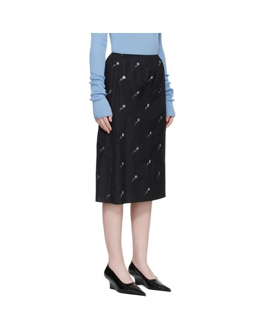 Rier Black Pop Flowers Midi Skirt