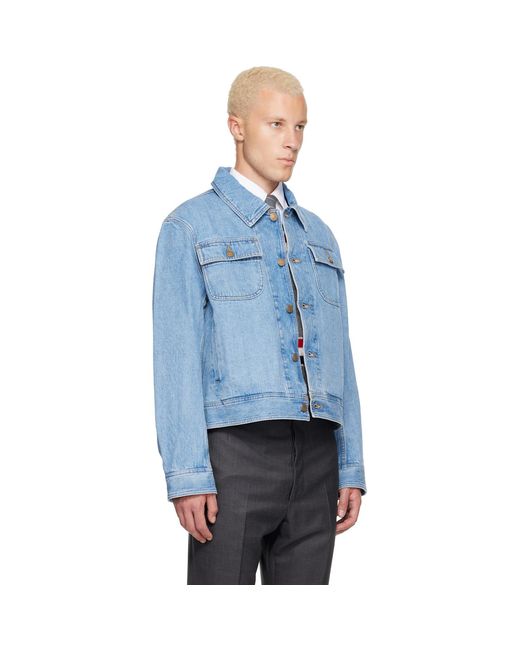 Thom Browne Blue Selvedge Backstrap Utility Denim Jacket for men