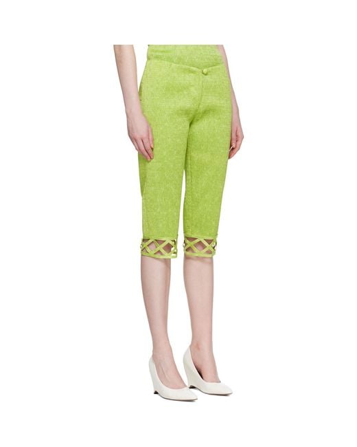 Super Yaya Green Lozanges Capri Trousers