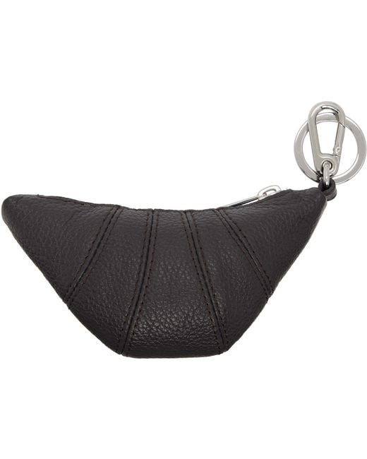 Lemaire Black Mini Croissant Keychain for men