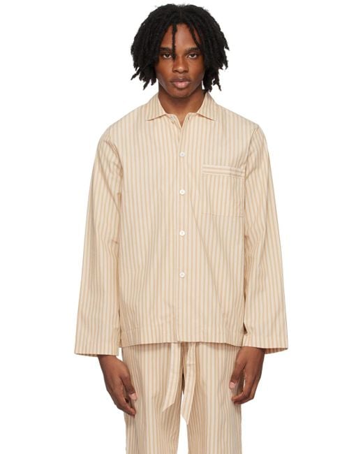 Tekla Natural Tan Long Sleeve Pyjama Shirt for men