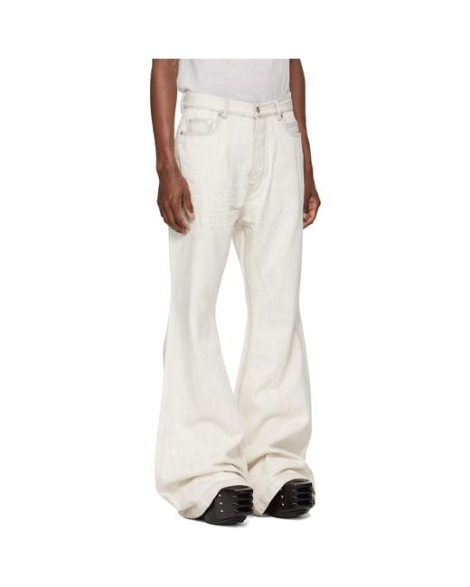Rick Owens White Off- Temple Bolan Bootcut Jeans for men