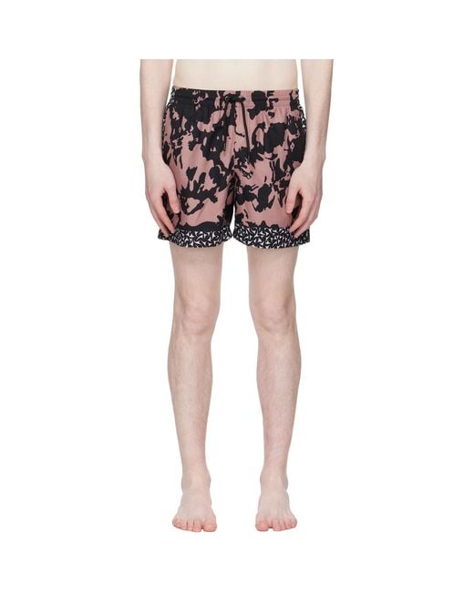 Dries Van Noten Black Printed Swim Shorts for men