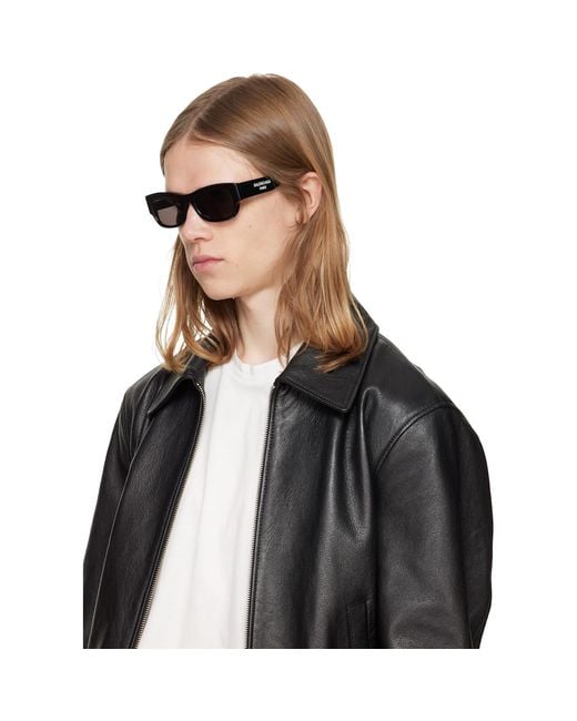 Balenciaga Black Rectangular Sunglasses for men