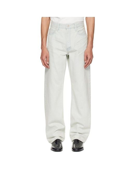 Fear Of God Gray Bleach Washed Denim Straight 5 Pocket Jeans for men