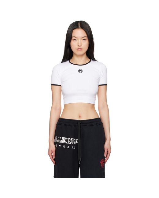 MARINE SERRE Black Moon Logo Jersey Cropped T-Shirt