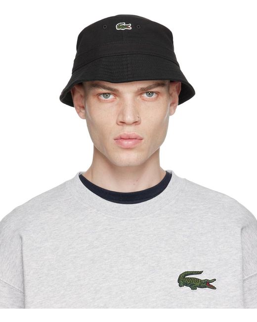 Lacoste Black Unisex Organic Cotton Bucket Hat for men