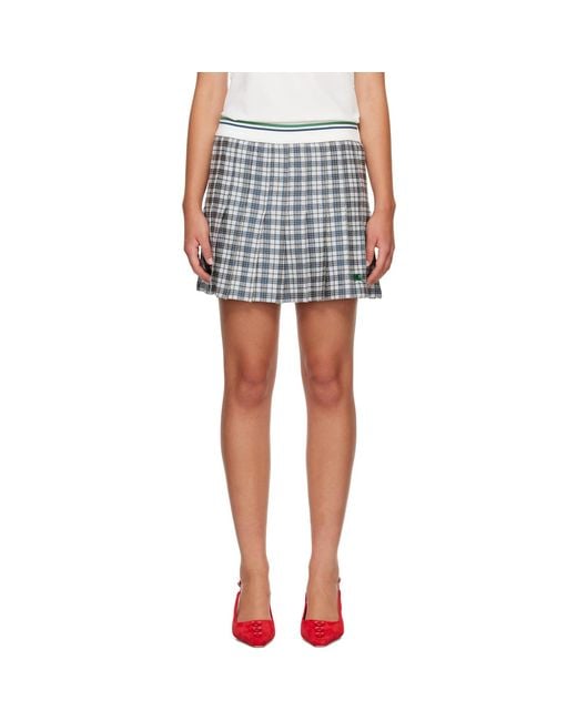 Burberry Blue Pleated Check Tennis Miniskirt