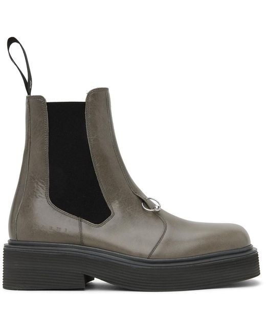 Marni Brown Gray O-ring Chelsea Boots for men