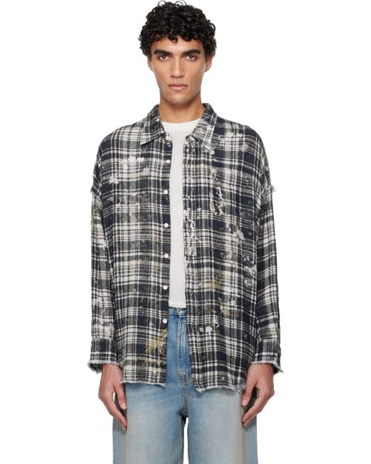 R13 Shredded Seam Drop Neck Shirt in Black for Men | Lyst
