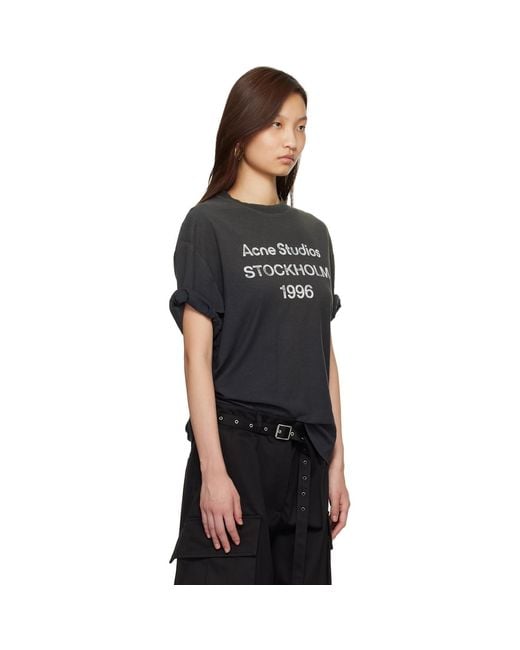 Acne Black Relaxed Fit Logo T-Shirt