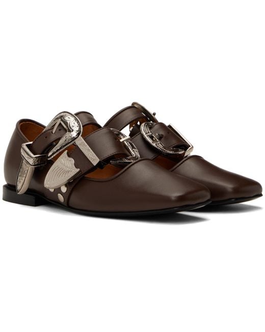 Toga Black Ssense Exclusive Metal Leather Ballerina Flats