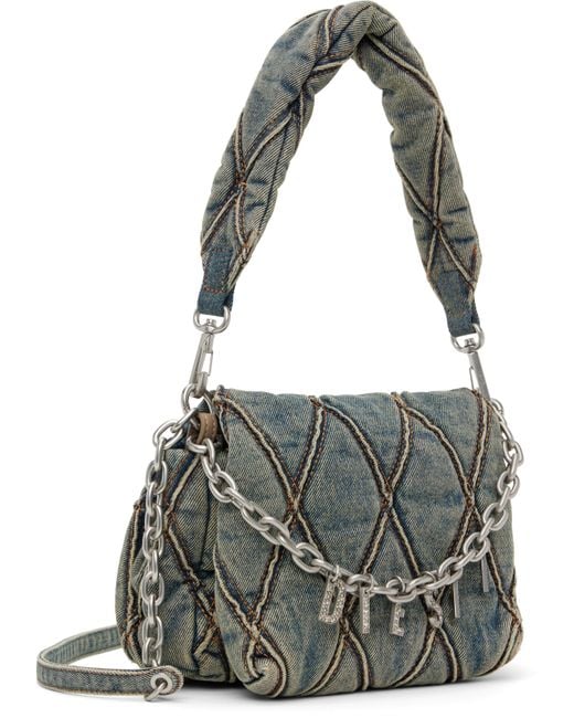 DIESEL ブルー スモール Charm-D ショルダーバッグ Metallic