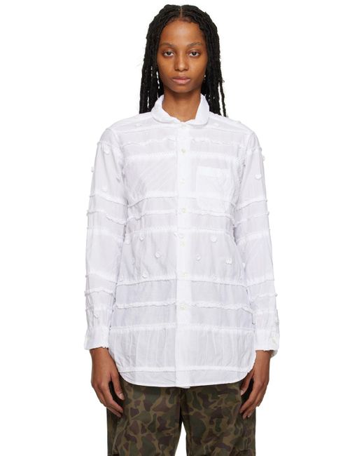 Engineered Garments White Embroidered Shirt