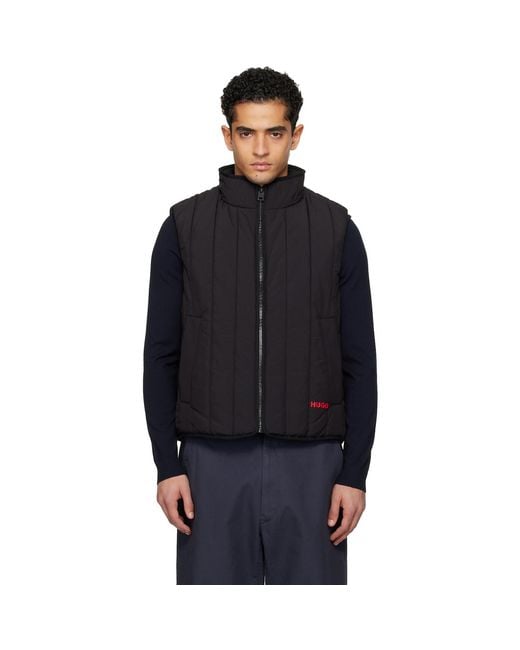 HUGO Blue Lightweight Vertical Quilting Vest for men