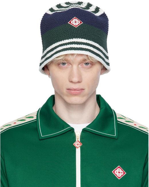 Casablancabrand Green Crochet Bucket Hat for men