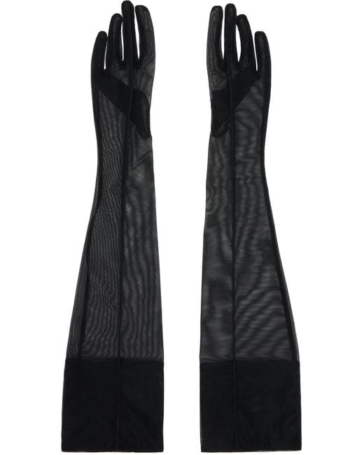 Mugler Black Sheer Gloves