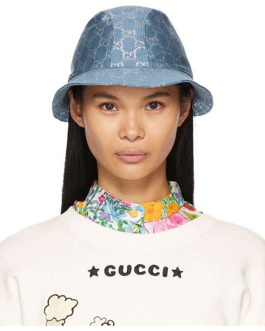 Gucci White Lamé gg Bucket Hat