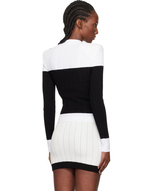Pull À Manches Longues Contrasté Noir Et Blanc Balmain en coloris Black
