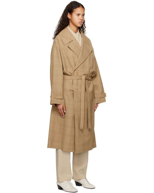 Lemaire Natural Beige Double-breasted Trench Coat
