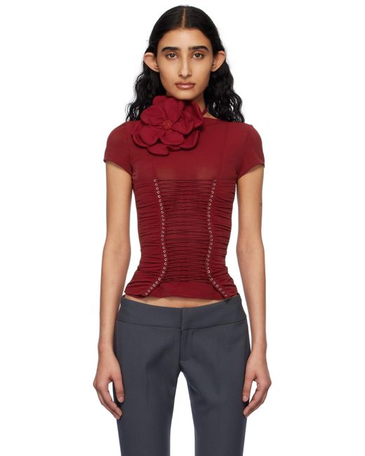 Fanci Club Red Vermillion Lace-Up T-Shirt