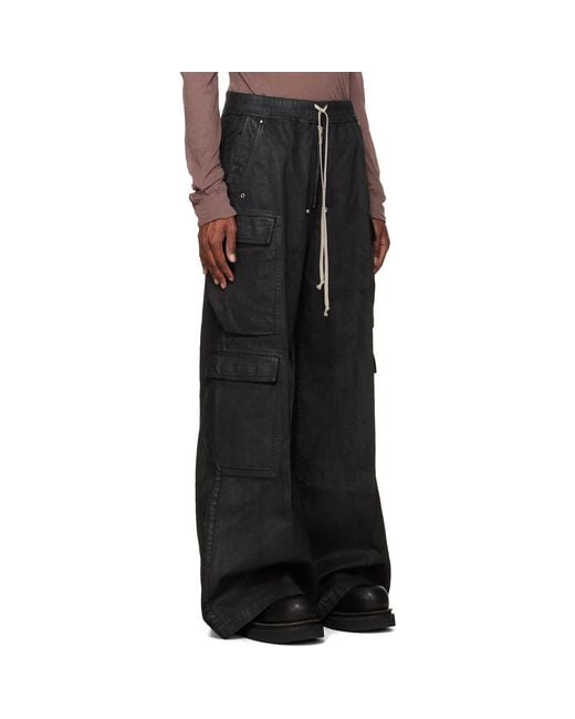 Rick Owens Black Tower Double Cargo Jumbo Belas Jeans for men