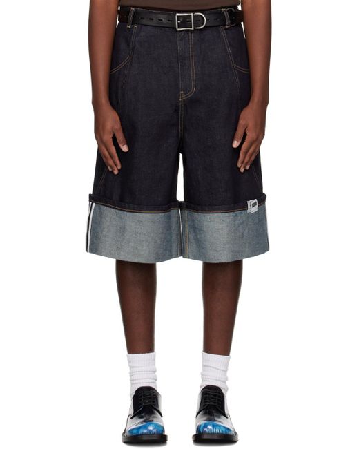 Adererror Black Paneled Denim Shorts for men