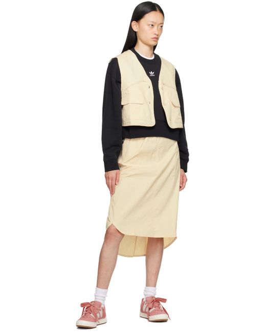 Adidas Originals Natural Beige Belted Midi Skirt