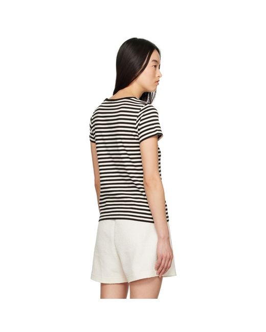 Moncler Black Off- & Striped T-Shirt