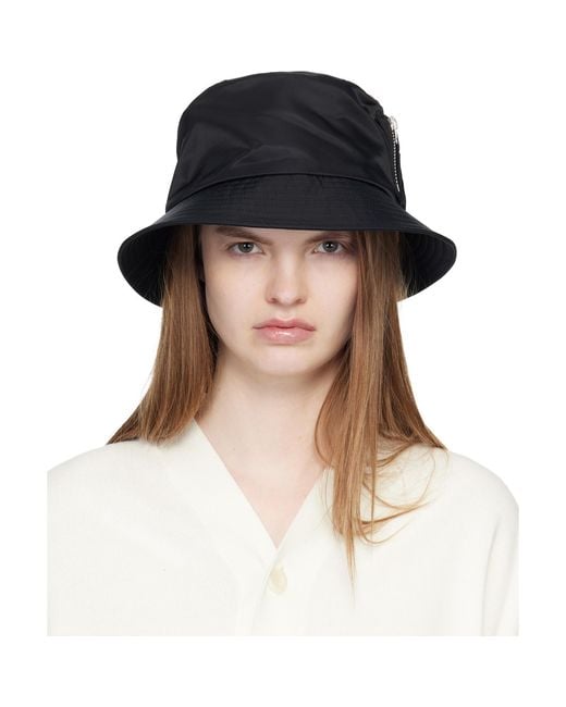 Sacai Black Single Brim Pocket Bucket Hat