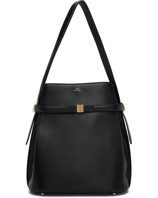Totême  Black Belted Leather Bucket Bag