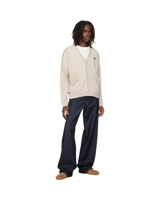 Maison Kitsuné Natural Fox Head Merino Comfort Cardigan for men
