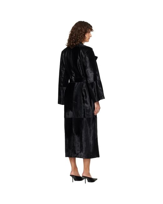 Nour Hammour Black Althea Supple Ponyhair Coat
