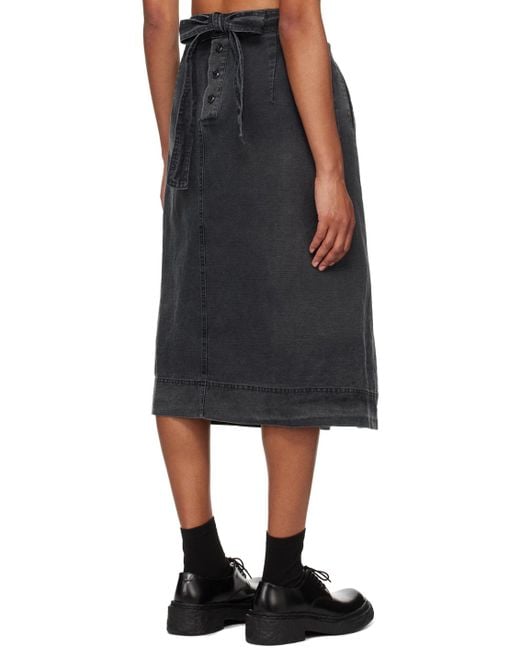 YMC Black George Midi Skirt