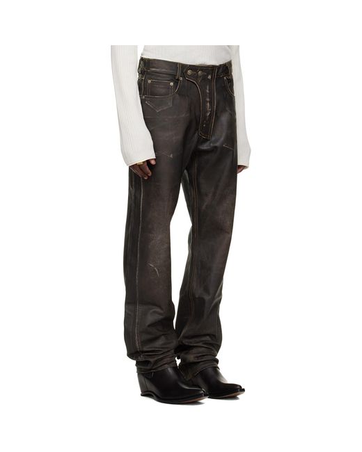 424 Black Moto Leather Pants for men