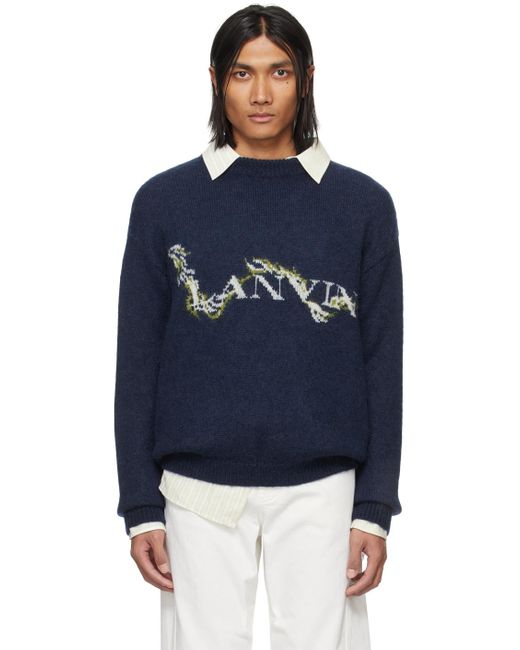 Lanvin Blue Navy Mohair Sweater for men
