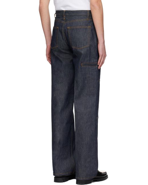 Helmut Lang Blue Indigo Panel Jeans for men