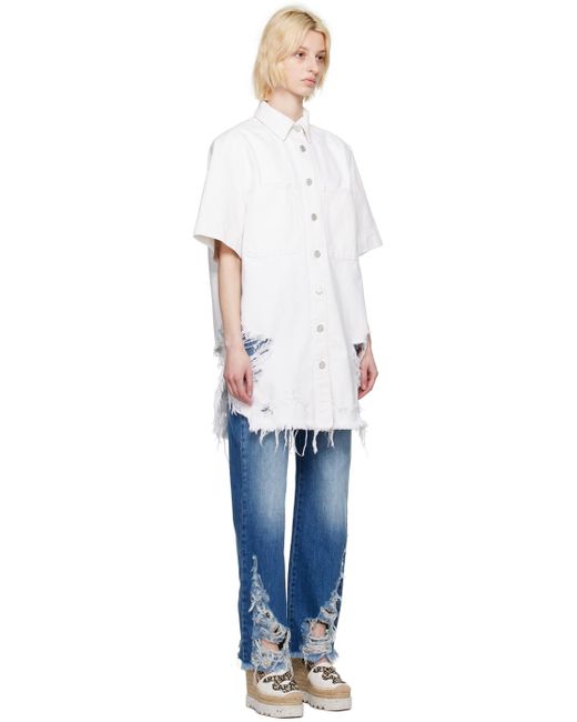 Stella McCartney Black Off-white Distressed Denim Shirt