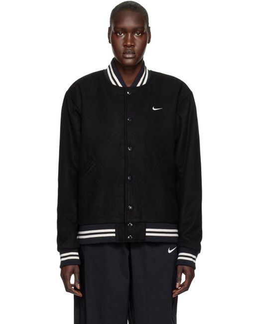 Nike Black Sportswear Authentics Varsity Jacket Lyst